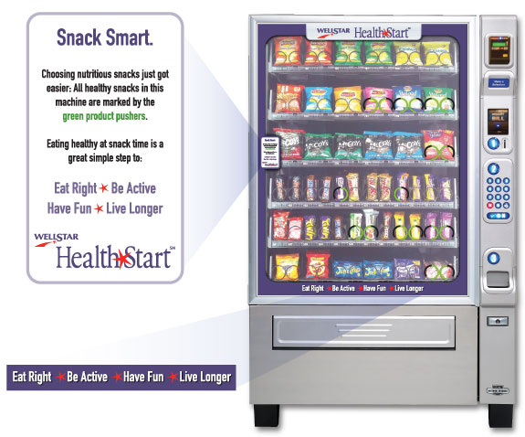 Vending Machine front glass graphic healthy snack promotion
