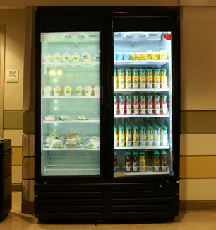 Vending Machine with both fluorescent and LED tubes