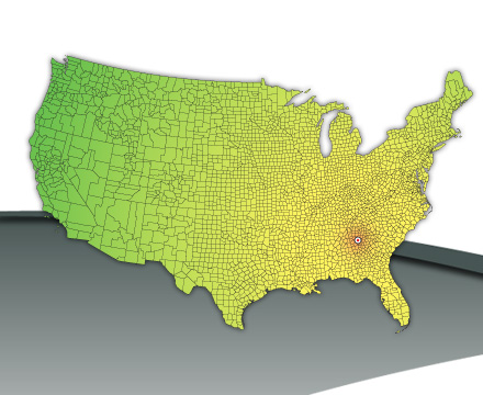USA Territories based by County